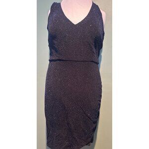 Navy Blue Crystal Prom Dress Size 11 Ruched Crisscross Back Glam Y2K Graduation